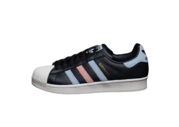 נעלי אדידס-ADIDAS Stan Smith - Black - Light Pink - Sky Blue