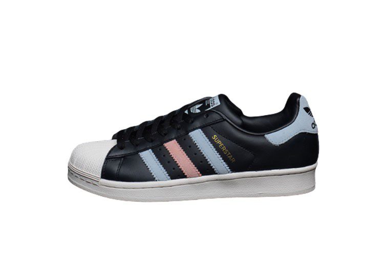 נעלי אדידס-ADIDAS Stan Smith - Black - Light Pink - Sky Blue