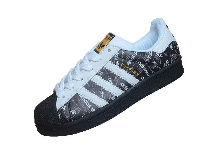 נעלי אדידס-ADIDAS Stan Smith - Black-Logo Print & Gold Logo – תמונה 3