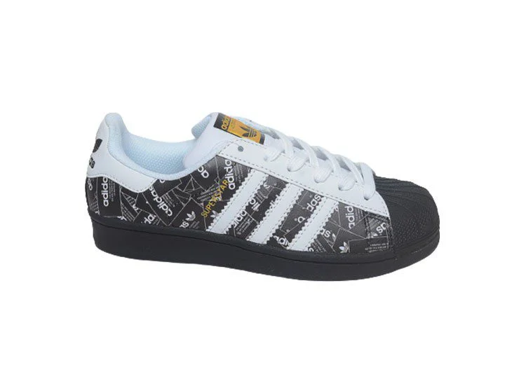 נעלי אדידס-ADIDAS Stan Smith - Black-Logo Print & Gold Logo – תמונה 2