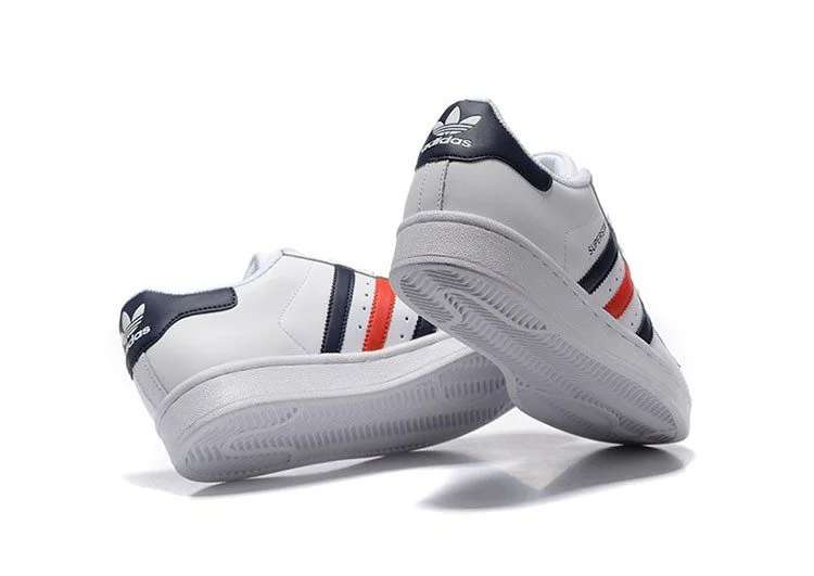 נעלי אדידס-ADIDAS Stan Smith - Shell Head White Dark Blue Red – תמונה 4