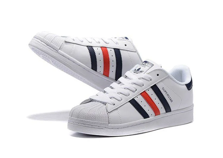 נעלי אדידס-ADIDAS Stan Smith - Shell Head White Dark Blue Red – תמונה 8