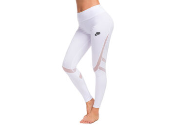 NIKE - טייץ לנשים נייק -WHITE-BLACK LOGO