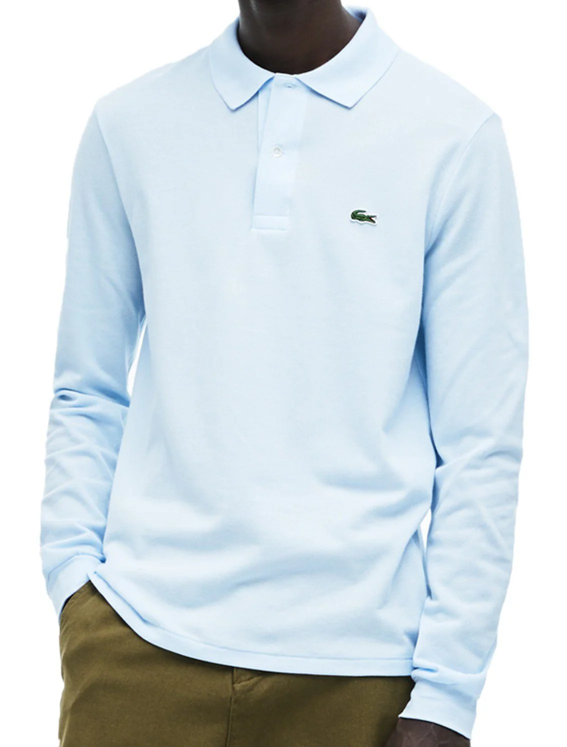 לקוסט-LACSOTE TSHIRT MEN POLO LONG - Light Blue