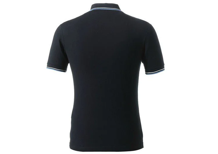 פראדה-PRADA TSHIRT POLO SHORT MEN - Black & White Blue Border – תמונה 2