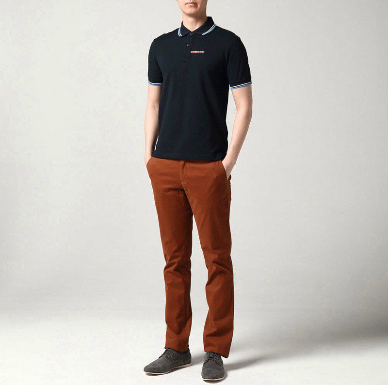 פראדה-PRADA TSHIRT POLO SHORT MEN - Black & White Blue Border – תמונה 6