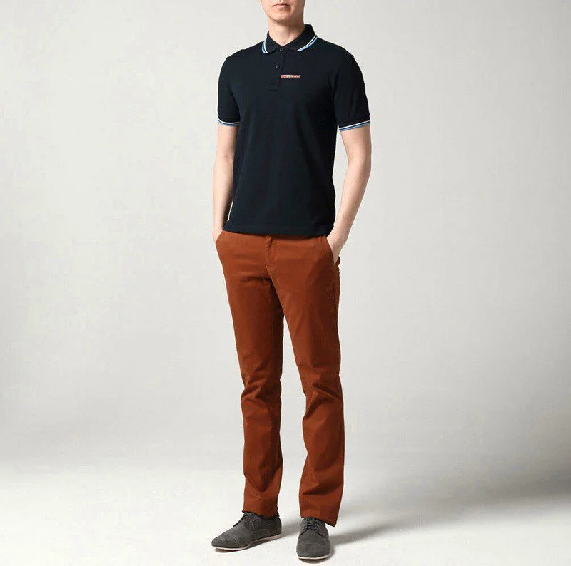 פראדה-PRADA TSHIRT POLO SHORT MEN - Black & White Blue Border – תמונה 6