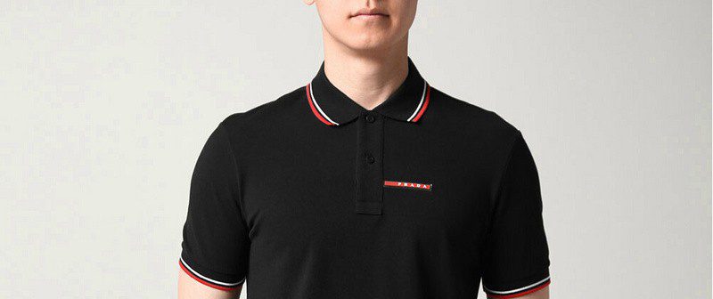 פראדה-PRADA TSHIRT POLO SHORT MEN - Black & White Red Border – תמונה 13