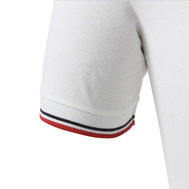 פראדה-PRADA TSHIRT POLO SHORT MEN - White & Blue Red Border – תמונה 9