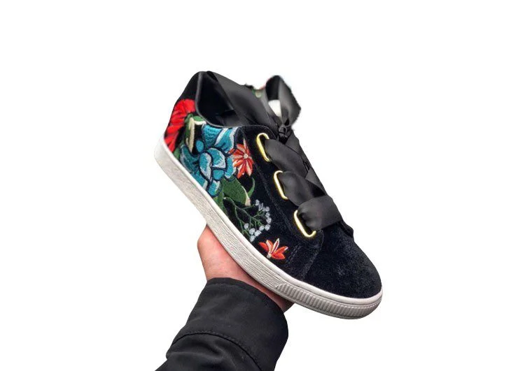נעלי פומה- Puma SUEDE Hyper-Black and Alizarin – תמונה 2
