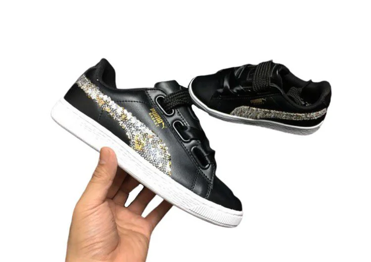 נעלי פומה- Puma bow glitter sequins -Black – תמונה 3