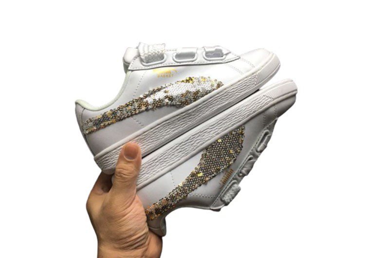 נעלי פומה- Puma bow glitter sequins -White – תמונה 5