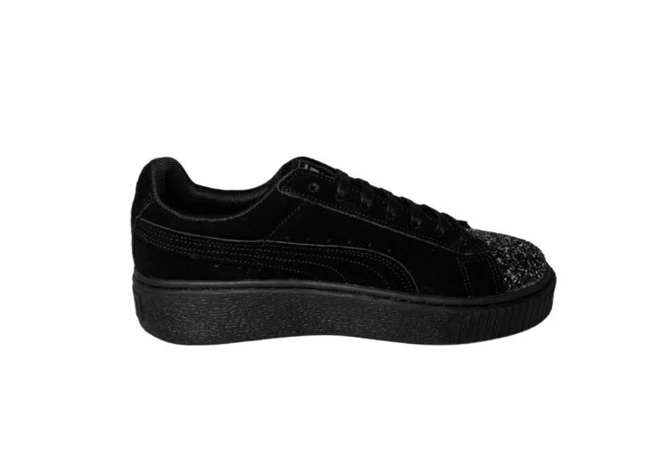 נעלי פומה- Puma platform shoes top pog leather gold head silver hesd frosted hesd flash drill bit-Black – תמונה 3