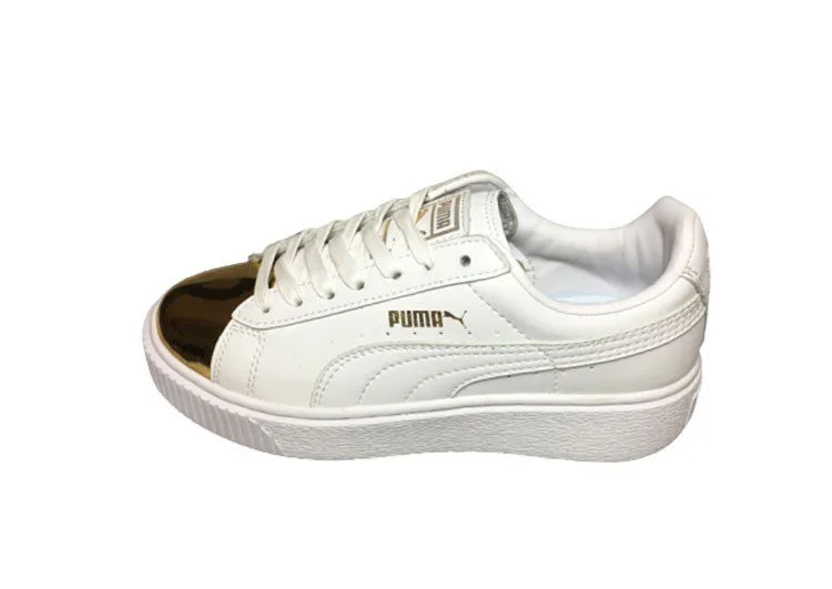 נעלי פומה- Puma platform shoes top pog leather gold head silver hesd frosted hesd flash drill bit-Gold – תמונה 4