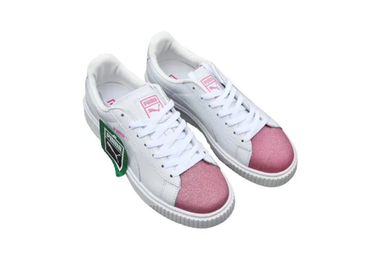 נעלי פומה- Puma platform shoes top pog leather gold head silver hesd frosted hesd flash drill bit-Link Water – תמונה 2