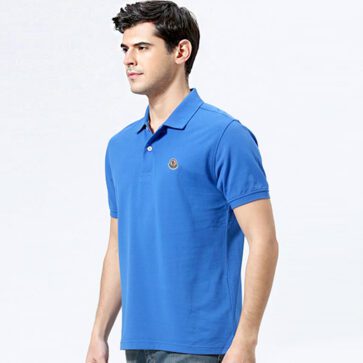 MONCLER POLO SHORT MEN LOGO SIDE BLACK AND BLUE