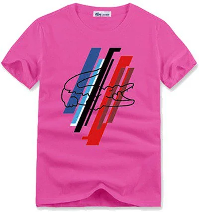 לקוסט-LACSOTE TSHIRT DESGIN MEN SHORT - Pink