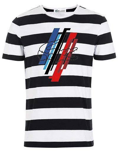 לקוסט-LACSOTE TSHIRT DESGIN MEN SHORT - White& Black Combo – תמונה 3
