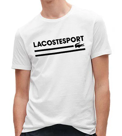 לקוסט-LACSOTE TSHIRT DESGIN MEN SHORT - White & Black Logo
