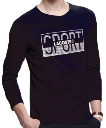 לקוסט-LACSOTE TSHIRT MEN LONG DESGIN - BLACK