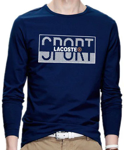 לקוסט-LACSOTE TSHIRT MEN LONG DESGIN - NAVY BLUE