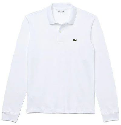 לקוסט-LACSOTE TSHIRT MEN POLO LONG - White – תמונה 3