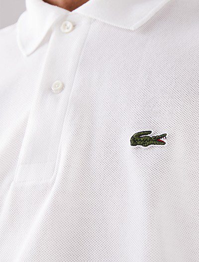 לקוסט-LACSOTE TSHIRT MEN POLO LONG - White – תמונה 4