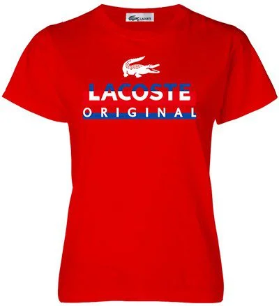 לקוסט-LACSOTE TSHIRT WOMEN DESGIN SHORT - RED