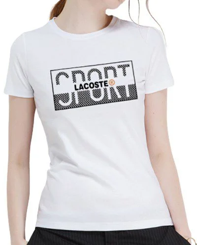לקוסט-LACSOTE TSHIRT WOMEN DESGIN SHORT - WHITE