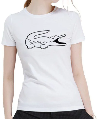 לקוסט-LACSOTE TSHIRT WOMEN DESGIN SHORT - WHITE