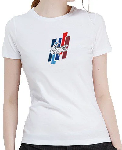 לקוסט-LACSOTE TSHIRT WOMEN DESGIN SHORT - WHITE