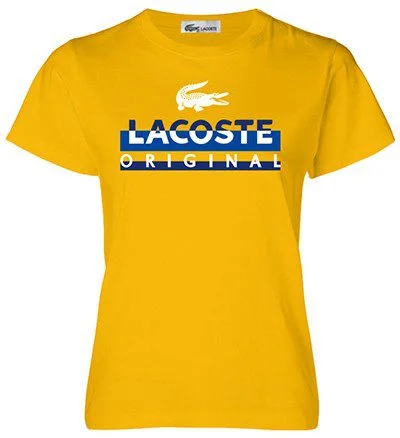 לקוסט-LACSOTE TSHIRT WOMEN DESGIN SHORT - YELLOW