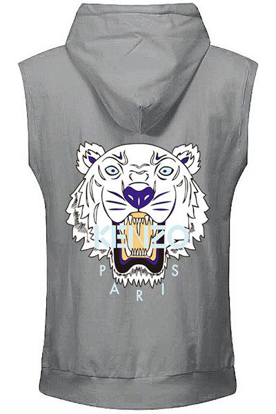 קנזו-KENZO ג'קט ווסט קפוצ'ון לגברים ונשים- Gray – תמונה 2