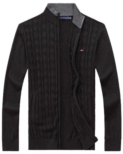 טומי הילפיגר-TOMMY SWETER ZIP MEN'S - Black