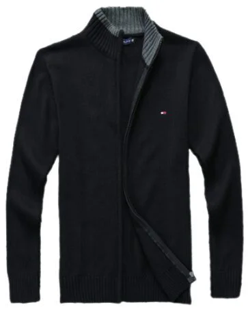 טומי הילפיגר-TOMMY SWETER ZIP MEN'S - Black