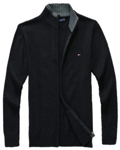 טומי הילפיגר-TOMMY SWETER ZIP MEN'S - Black