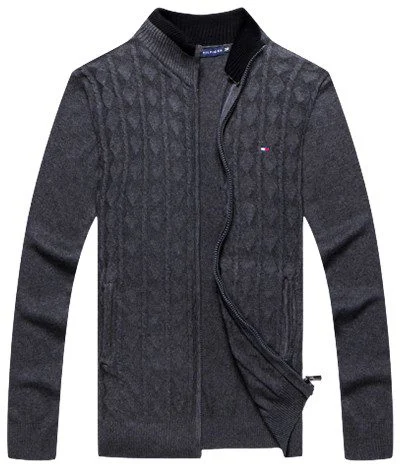 טומי הילפיגר-TOMMY SWETER ZIP MEN'S - Dip Gray