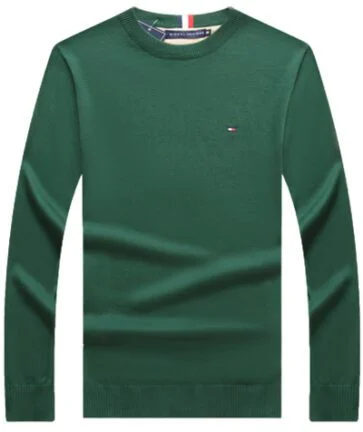 טומי הילפיגר-TOMMY TSHIRT MEN'S LONG CREW NECK- Green