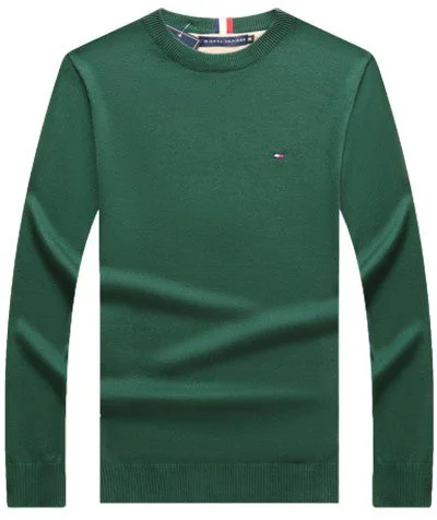 טומי הילפיגר-TOMMY TSHIRT MEN'S LONG CREW NECK- Green