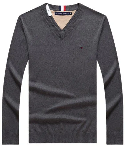 טומי הילפיגר-TOMMY TSHIRT MEN'S LONG V - Dip Gray