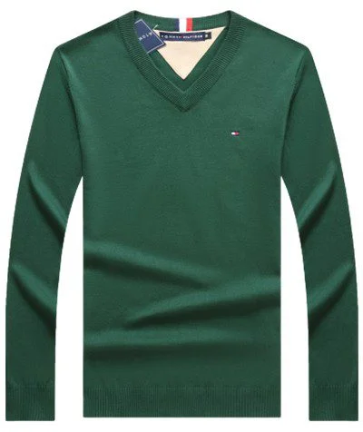 טומי הילפיגר-TOMMY TSHIRT MEN'S LONG V - Green