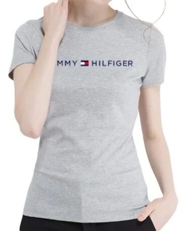 טומי הילפיגר-TOMMY TSHIRT SHORT WOMEN'S - Gray