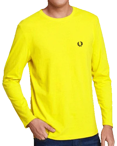 פרד פרי-FRED PERRY TSHIRT LONG MEN - YELLOW