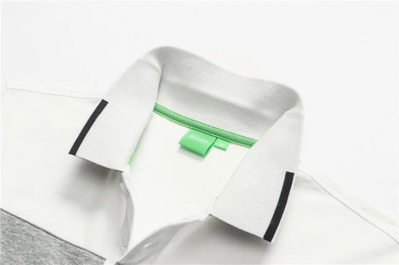 בוס-HUGO BOSS POLO TSHIRT MEN'S - White & Gray – תמונה 3