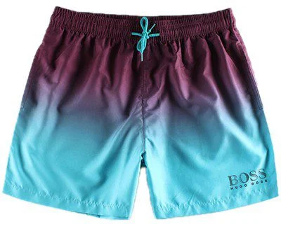 בוס-HUGO BOSS SWIM MEN'S-Wine Berry & Turquoise Blue