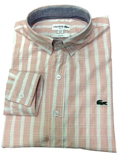 לקוסט-LACOSTE LONG MEN SHIRT - Cashmere & WHITE