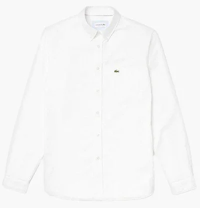 לקוסט-LACOSTE LONG MEN SHIRT - WHITE – תמונה 4