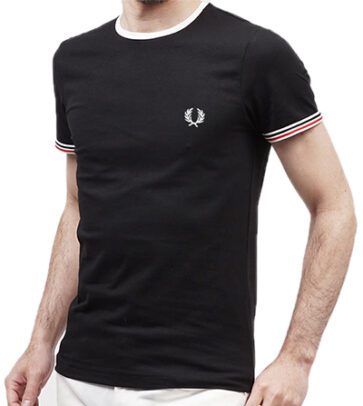 פרד פרי-FRED PERRY TSHIRT MEN SHORT - BLACK