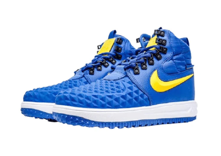 נעלי נייק-NIKE AIR LF1 DUCKBOOT - Blue & Yellow Logo – תמונה 2