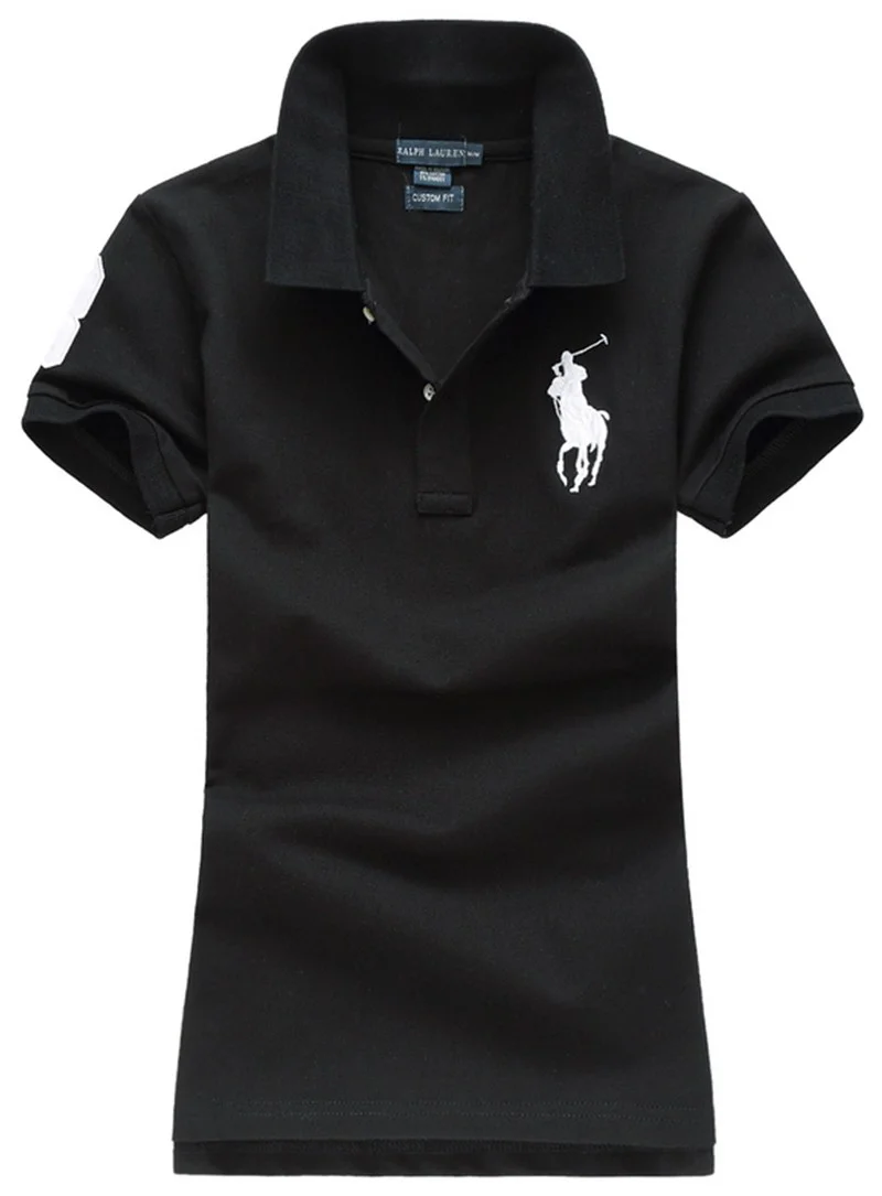 ראלף לורן-RALPH LAUREN POLO TSHIRT SHORT WOMEN - Black & White Logo – תמונה 2